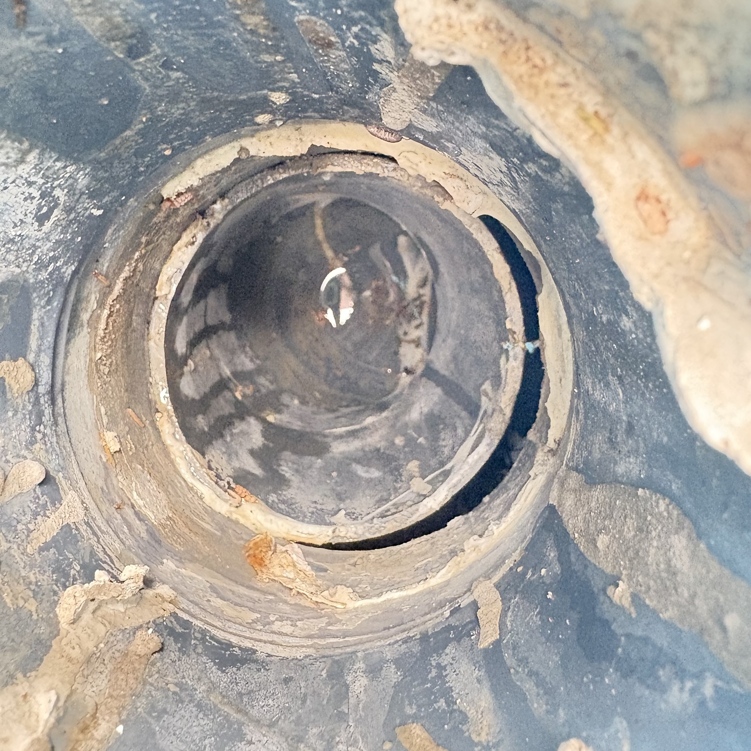 Internal view of damaged pipework used for evidence-led training